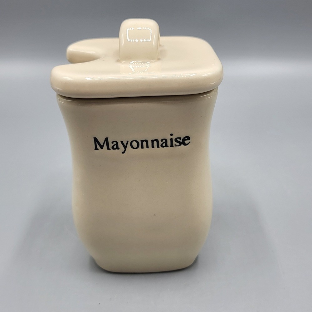Longaberger Mayonnaise Jar Ceramic Condiment Pot Lid Cream Farmhouse Replacement
